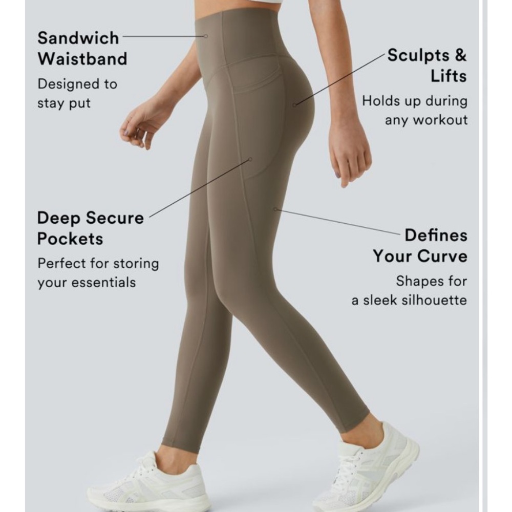 🆕 HALARA Dawn Brown color Leggings with Elastic Waistband
Size Med Full length